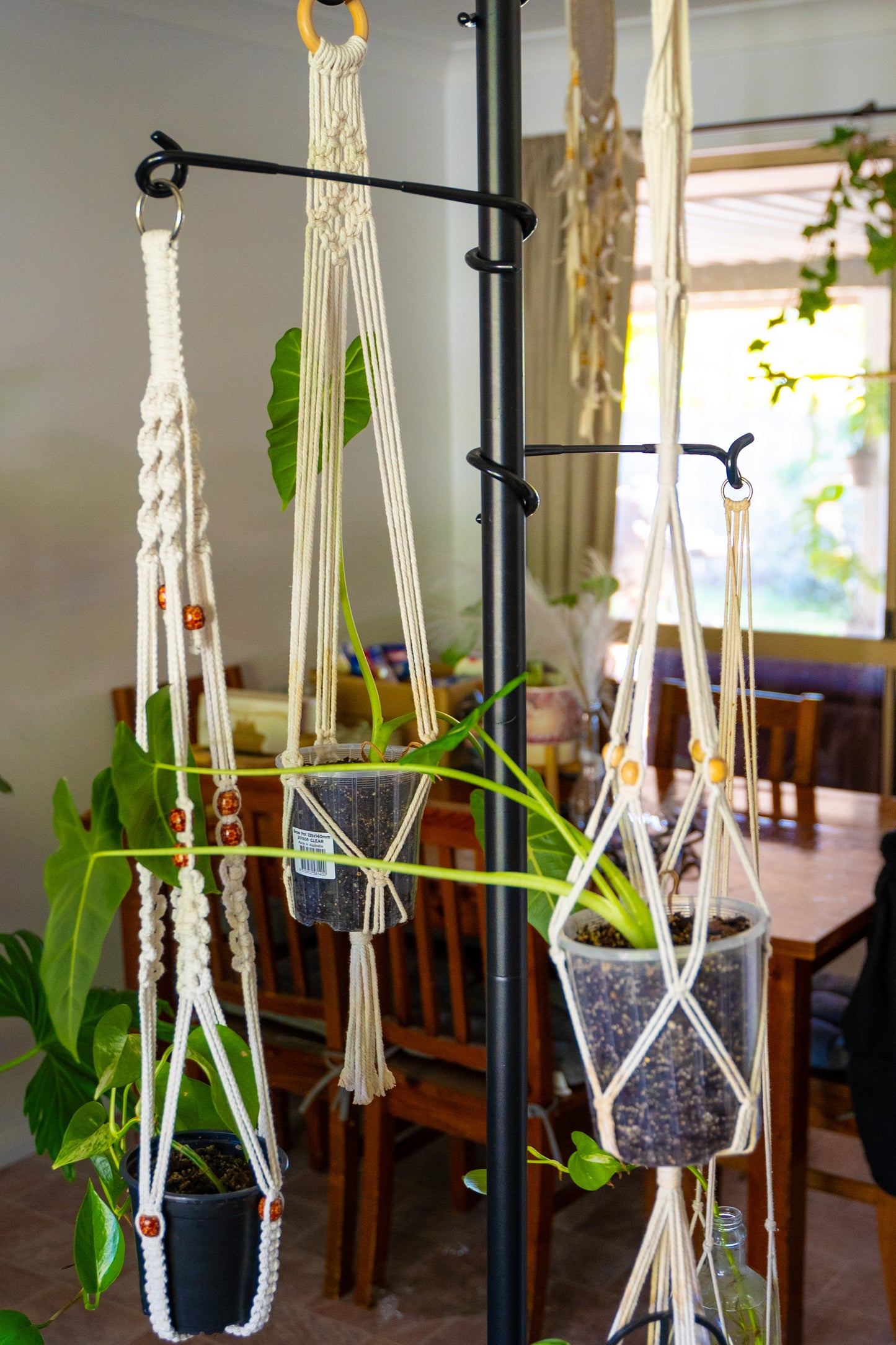 Adjustable Plant Hanging Pole - Black