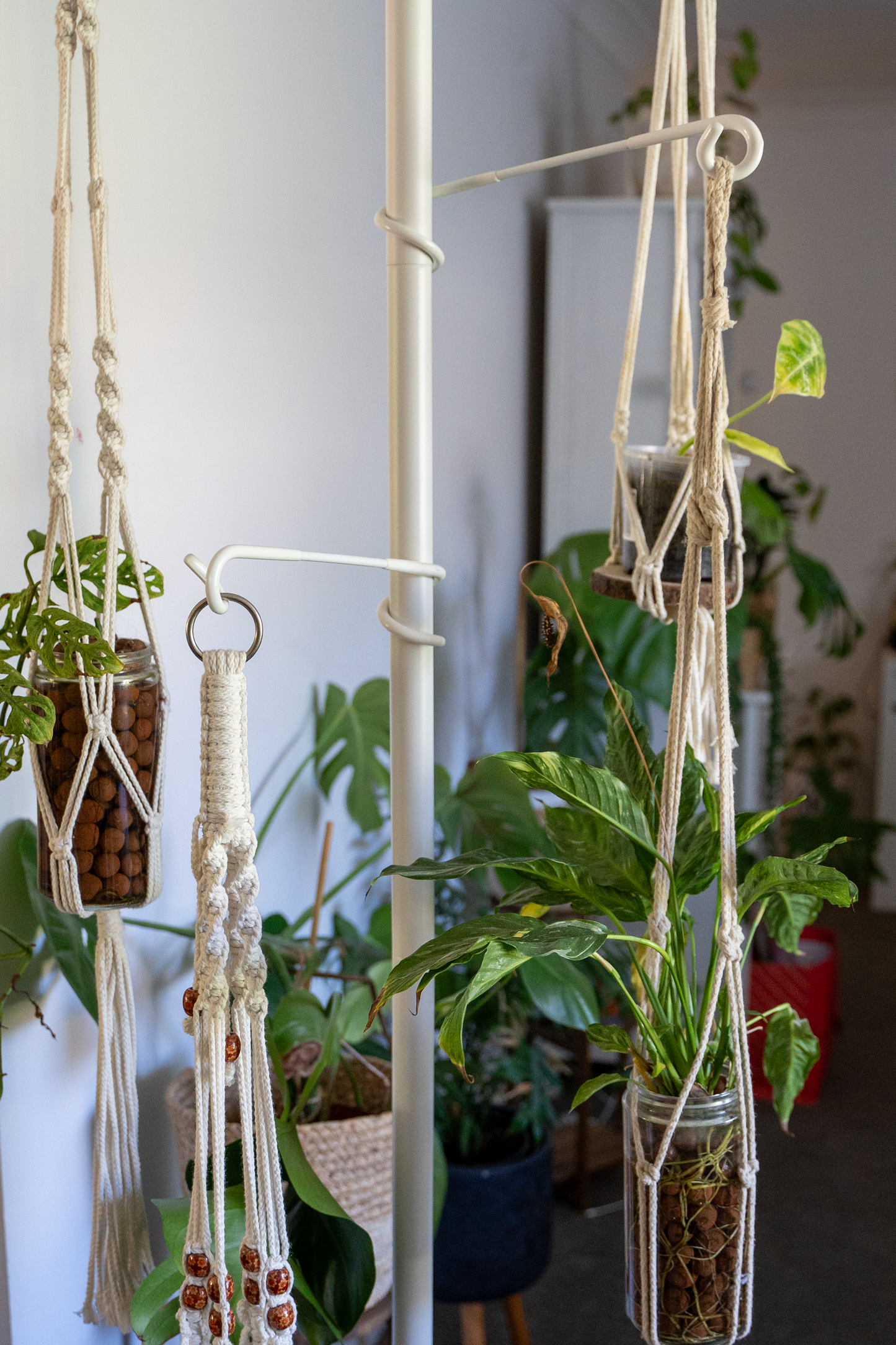 Adjustable Plant Hanging Pole - White